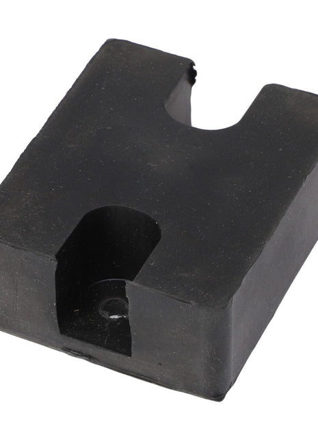 An AGCO | BUMPER - AG721855, a black, rectangular rubber doorstop with a U-shaped indentation and a small hole near the base.