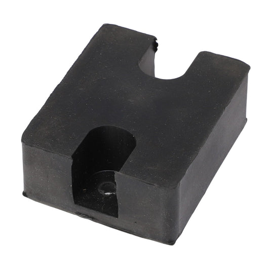 An AGCO | BUMPER - AG721855, a black, rectangular rubber doorstop with a U-shaped indentation and a small hole near the base.