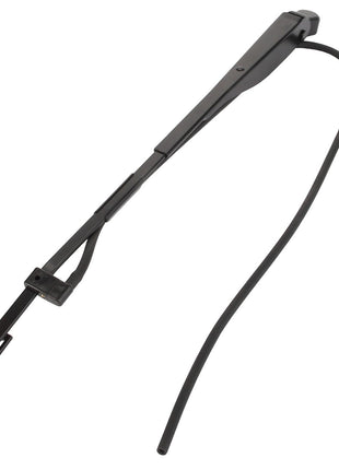 A black windshield wiper arm featuring an extended rubber blade. No available product description information for AGCO | WARNING DECAL - ACP0543860 by AGCO.