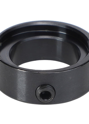 The AGCO LOCKING COLLAR - K3518 is a black metal ring with a hexagonal bolt on the side, featuring a smooth inner and outer surface.