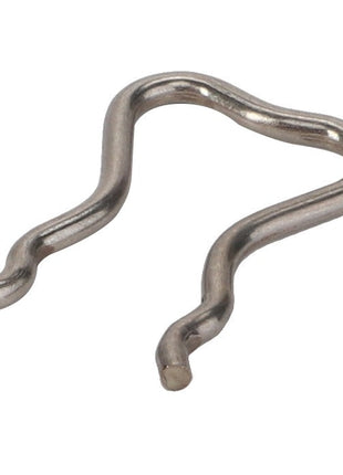 The AGCO Spring Clamp - Acp0310100 is a metal R-clip with a distinctive wavy design, perfect for securely holding a pin in place.