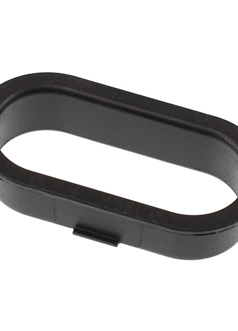 A product called AGCO | COVER - AL5215111, from the brand AGCO, is a black oval-shaped plastic ring with a short tab on one edge and currently does not have any product description information available.