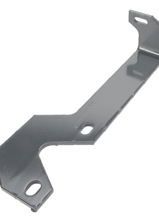 AGCO | BRACKET - D28787261: A metallic, rectangular bracket with three holes and a right-angled bend on one side, designed to mount or secure components. Note: No current product description information available beyond these specifications.