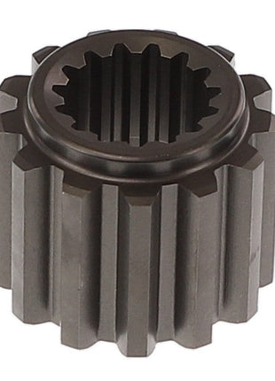 Close-up of the AGCO Splined Sleeve - Acx0119770, featuring a cylindrical metal gear with a central hole and evenly spaced teeth around the outer edge. The gear has a dark grey color. No current product description information is available.