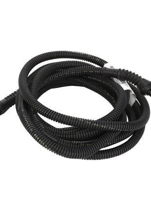 No current product description is available for the AGCO | Wiring Harness - Acp0325500, a coiled black electrical wiring harness that includes connectors at both ends and is designed for automotive or industrial use.