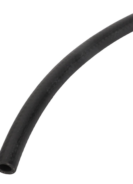 The AGCO Hose - Acp0669170, featuring a curved black rubber design with a hollow interior and textured surface, is shown against a white background. No Current Product Description Available.