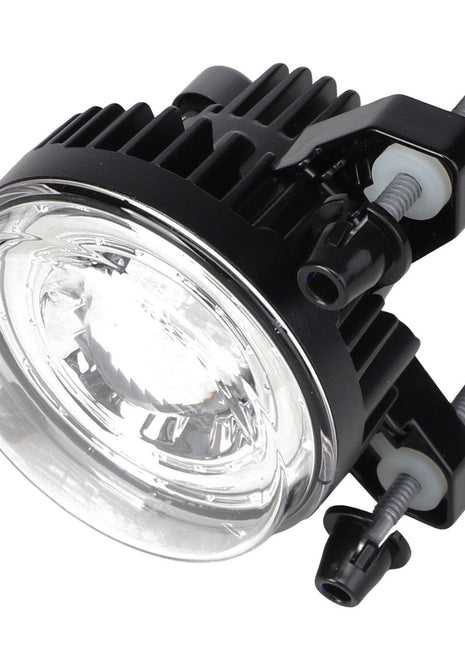 Close-up view of the AGCO Headlamp - Acx2333720, a black LED fog light, featuring two attached mounting screws. No current product description information is available.