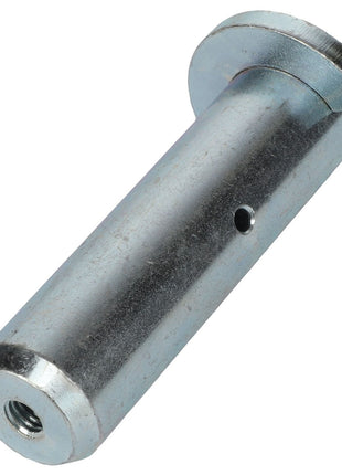 The AGCO CLEVIS PIN - AL1116450 is a cylindrical metallic pin with a flange and a precisely threaded hole on one end.