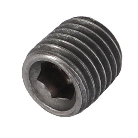AGCO's Plug - 3005636X1 is a hex socket set screw featuring a precisely threaded cylindrical body.