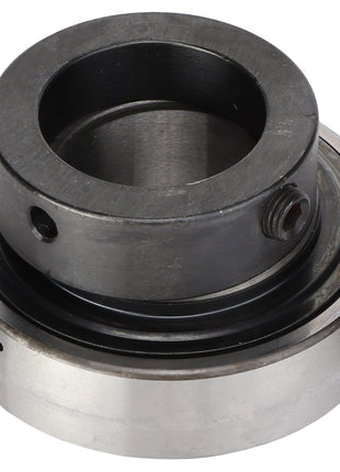 A close-up view of the AGCO | Spherical Bearing - Acw7304510, featuring a set screw and threaded hole on the outer ring. No current product description information available.