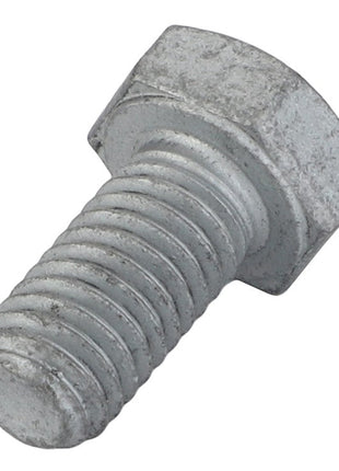 Close-up of the AGCO Hexagonal Bolt - Acw1059050 with a threaded shaft and flat end, commonly employed in various mechanical assemblies, offering essential durability and precision.