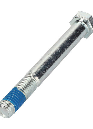 The AGCO SCREW - 0901-30-97-00 is a silver hex head bolt featuring a blue thread-locking compound applied to part of the threaded end. No current product description information is available for this item.
