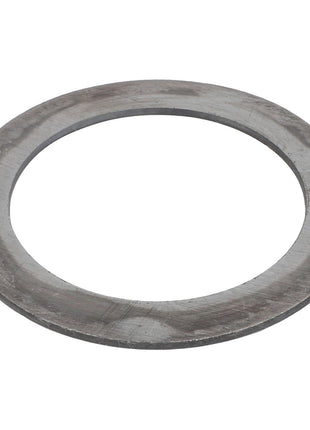 A flat, circular metal washer with a large central hole and a thin, uniform width, identified as AGCO | Shim - F180100080299 from the brand AGCO, shown on a white background. No Current Product Description Available.