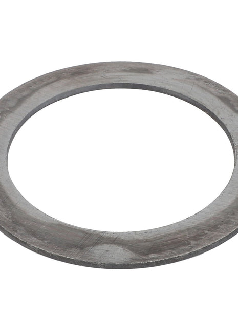 A flat, circular metal washer with a large central hole and a thin, uniform width, identified as AGCO | Shim - F180100080299 from the brand AGCO, shown on a white background. No Current Product Description Available.