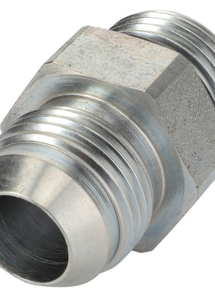 The AGCO Adaptor Fitting - Acp0057360, by the reputable brand AGCO, is a metallic pipe fitting with threaded ends designed for efficiently connecting two pipes.