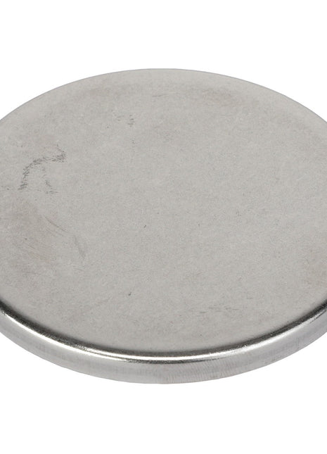 The AGCO Plug - AG334581 by AGCO is a flat, round, metal disc featuring a smooth surface with no visible markings. Detailed product description information is currently unavailable.