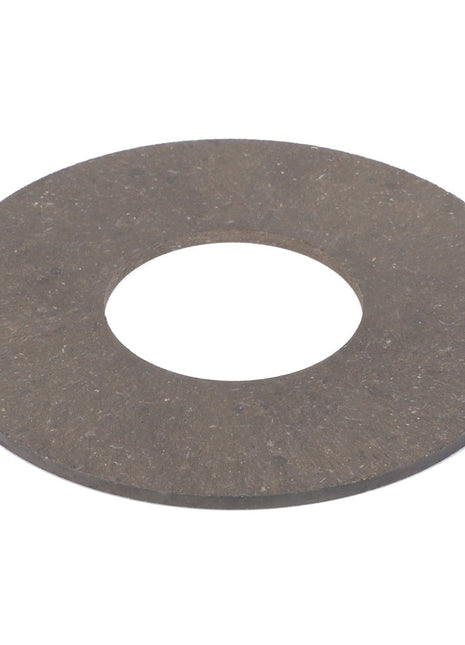 A sleek, round AGCO friction disc (D45903800) with a dark finish and a large central hole, elegantly positioned against a crisp white background.