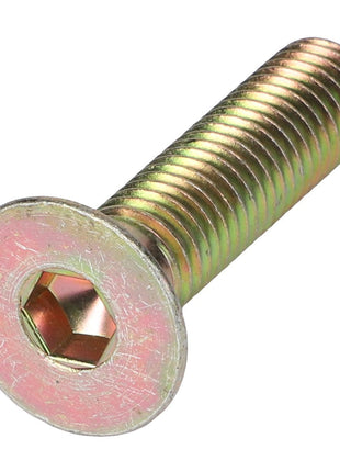 A close-up image of the AGCO COUNTERSUNK CAPSCREW (0902-60-65-00), a gold-colored flat head socket cap screw with a hexagonal drive and threaded body. No current product description information is available.
