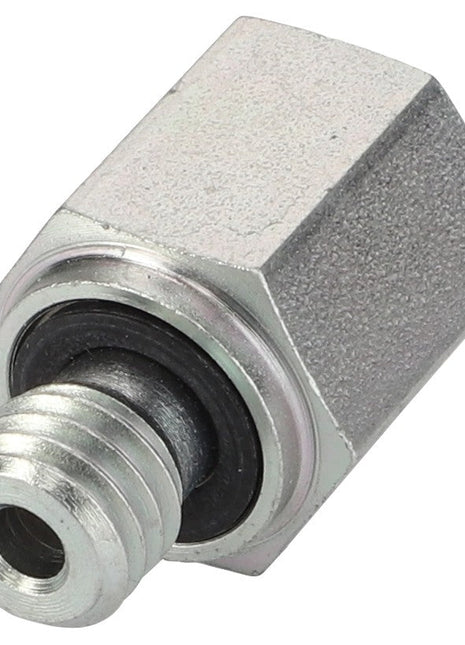 The AGCO Adapter - Acw1428530 is a metal hexagonal threaded fitting, equipped with a rubber ring, commonly utilized in plumbing or mechanical applications. No additional product description information is currently available.