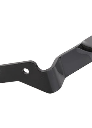 A product from AGCO called the AGCO | BRACKET - AL5034270, made of black metal, featuring three mounting holes and a distinct bend in its structure. No current product description information is available.