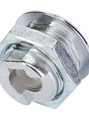 Close-up of the AGCO HOUSING - D43429200, a metallic hexagonal cable gland with a shiny finish, designed for securing electrical cables. Although there is no current product description available, the gland appears new and unused.