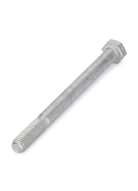 The AGCO | Hex Cap Screw - La16045124 is a durable bolt with a partially threaded shaft and a hexagonal head, boldly presented on a pristine white background.