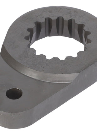 The AGCO Shear Hub - Acx2467250 is a metal gear-like mechanical part featuring a toothed central hole and a single smaller hole on one side. No additional product description information is available at this time.