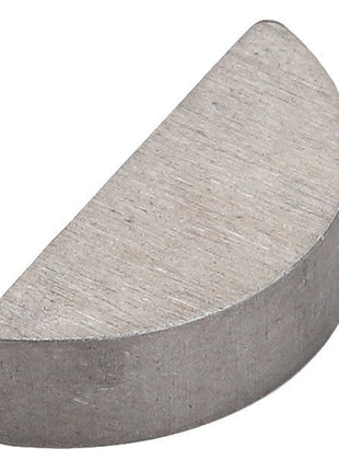 A close-up image showcases the AGCO | WOODRUFF KEY - ACY9401220, a metallic, semicircular object with a flat top and bottom surface.