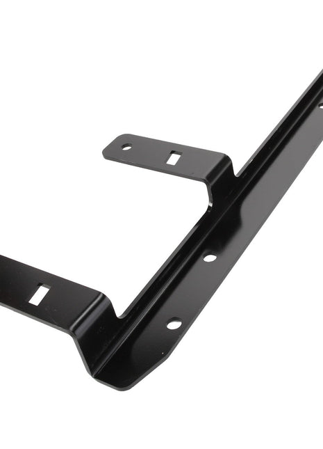 The AGCO | Bracket - Acw168017A is a black metal mounting bracket featuring multiple holes and intricately designed slots for versatile fastening or secure attachment.