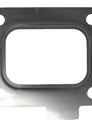 **AGCO | Gasket - F530200090480:**

This metal gasket plate features a rectangular central opening and four circular bolt holes, each positioned in a corner.