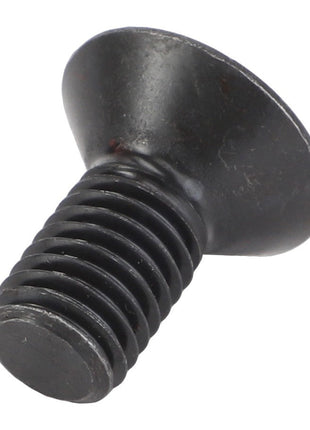 A black AGCO Bolt - Acp0369790 with a flat head, threaded body, and conical top is shown against a white background. This detailed description showcases the available product from AGCO.