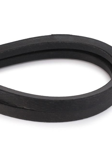 Close-up of an AGCO Drive Belt, Counter - D41933900, folded in a loop against a white background, designed to reduce noise and slippage for optimal performance.