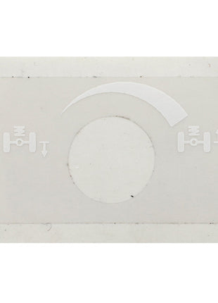 No current product description available for AGCO | Decal - Acp0385280, which is a transparent overlay featuring a central circular cutout with directional icons indicating upward and downward movement on either side, depicting an alignment or calibration interface.