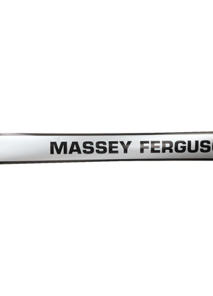 White rectangular sign with "MASSEY FERGUSON" written in black, bold capital letters. Product: AGCO | DECAL - D49100119 by AGCO. No current product description information is available.