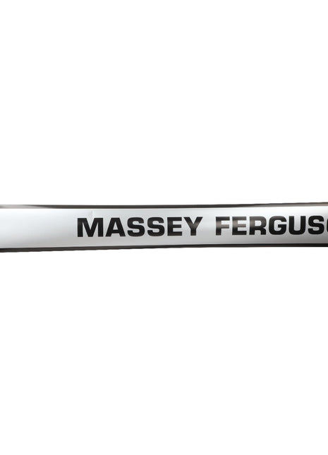 White rectangular sign with "MASSEY FERGUSON" written in black, bold capital letters. Product: AGCO | DECAL - D49100119 by AGCO. No current product description information is available.