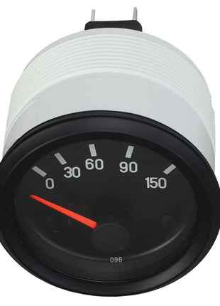 A circular analog gauge, identified as the AGCO | PRESSURE GAUGE - AG129739 from the brand AGCO, with a black face indicating a range from 0 to 150, features a red needle currently pointing to 30. This gauge is housed in a white casing, though no current product description information is available.