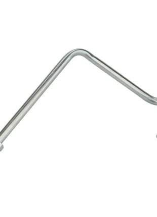 The AGCO Pipe - Acw1621220 is a metal automotive brake line featuring two angled bends and flared fittings at both ends.