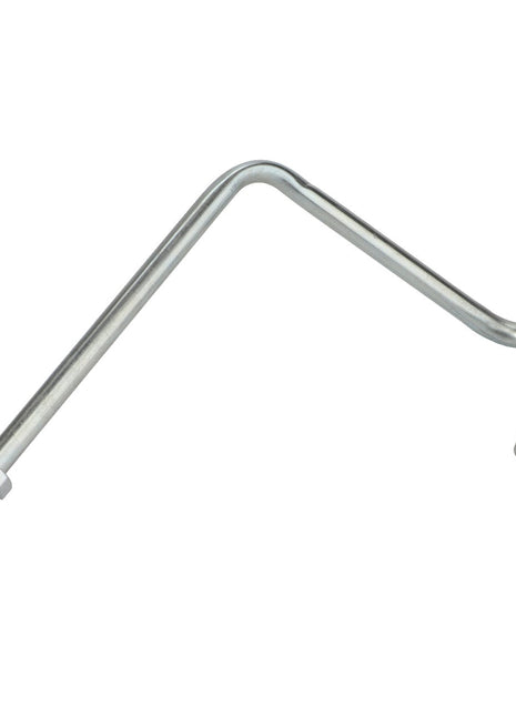 The AGCO Pipe - Acw1621220 is a metal automotive brake line featuring two angled bends and flared fittings at both ends.