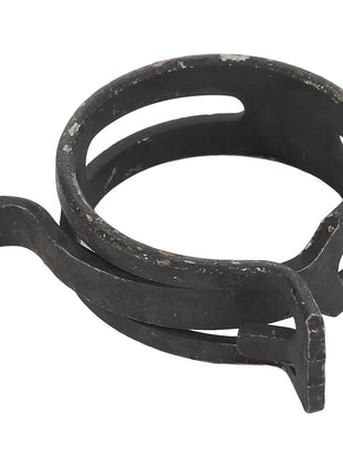 An AGCO clip model F926880010310, featuring a black metal clamp with a coiled spring design and two protruding ends.