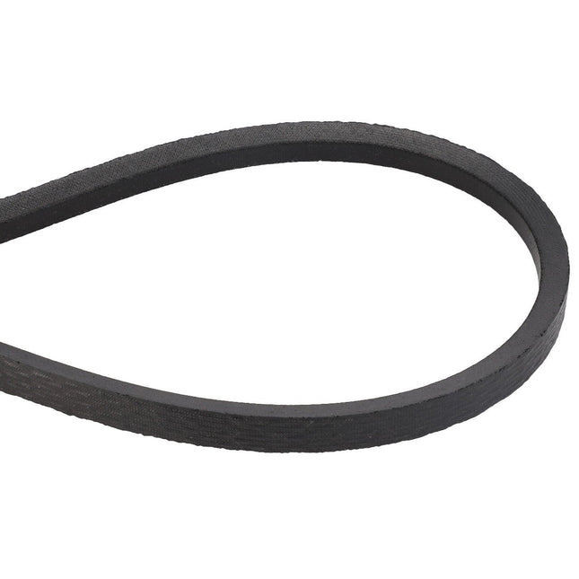 Close-up of an AGCO black rubber belt (model CG1350619800) featuring a textured surface, forming a seamless loop.