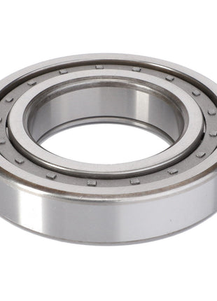 A close-up view of the AGCO | Cylindrical Roller Bearing - 3003372X1, showcasing its circular shape and smooth, polished surface with an inner ring and outer ring engineered to handle high loads.