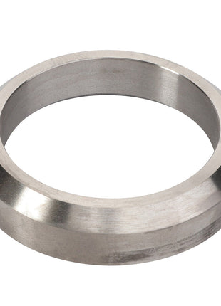 AGCO | Spacer - La322069550 is a metal ring designed with a smooth, polished finish and features a slightly angled edge. The ring forms a circular shape with an open center. Currently, no additional product description details are available.