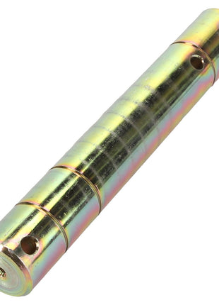 A cylindrical metallic rod featuring the AGCO brand's Pin - Acp0205390, designed with four equidistant grooves and drilled holes on its surface, suggesting it is a specific machine or hardware component. No product description available.