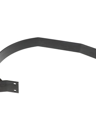 The AGCO Tine Wrapper - Acx2432580 is a black metal bracket featuring four mounting holes and is bent at an angle. Further product description information is currently unavailable.