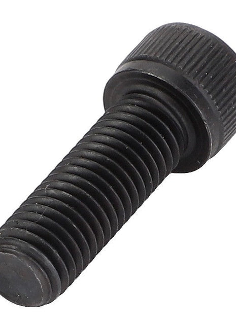 An AGCO Hex Cap Screw (product code: 3640667M1) with a black finish, featuring a knurled head and threaded design, positioned horizontally and compatible with Massey Ferguson models.