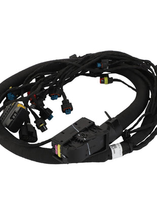 The AGCO | Engine Wire Harness - Acw3055430, brought to you by AGCO, epitomizes efficiency with its intricately coiled wires featuring multiple connectors and plugs carefully arranged around loops of bundled wires. This optimal design ensures easy installation and unparalleled reliability.