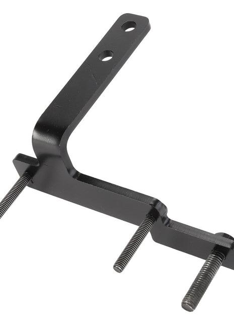 Introducing the AGCO Bracket - Acw1654160: a robust black metal bracket designed with three threaded bolts and two circular holes for mounting.