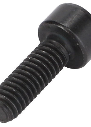 No current product description information is available for the AGCO | Socket Head Setscrew - Acw1057960. This black metal screw features a cylindrical, flat-topped head and helical thread along the shaft, oriented at an angle.