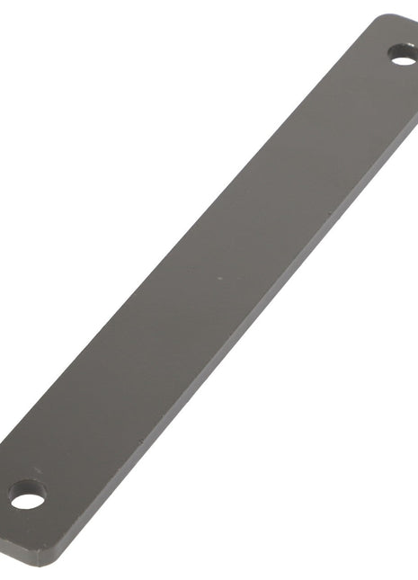 The AGCO Shim - Acw9215420 is a rectangular metal plate with rounded edges, featuring two holes at each end.