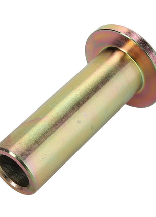 Introducing the AGCO | BUSH - D28780809 by AGCO, a cylindrical metal bushing designed with a flange on one end. This component boasts a smooth surface and a hollow interior, ideal for various applications.